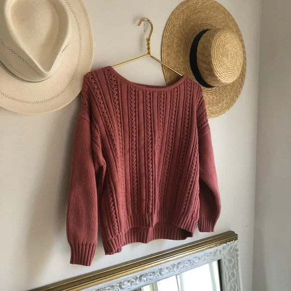 pink hand made cotton crop oversized jumper sweater - Picture 5 of 5